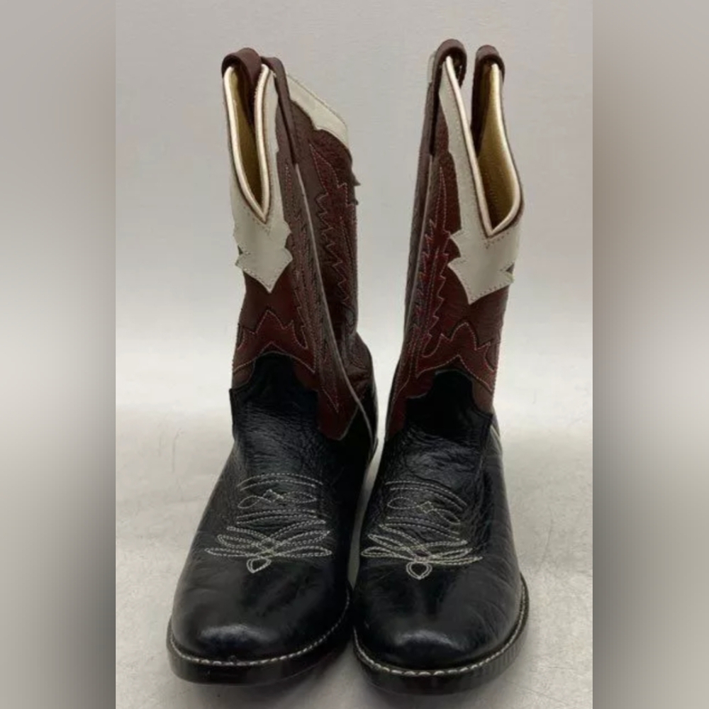 Tony Lama Black Print Bullhide Western Cowboy Boots Size 5 NWOT
